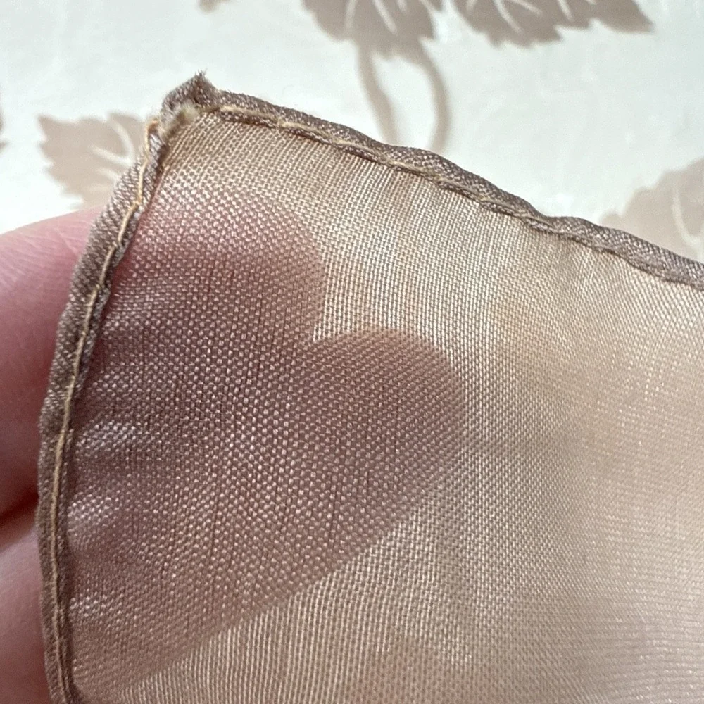 Vintage Italian Scarf Sheer Mauve Brown Floral Leaves 17x47